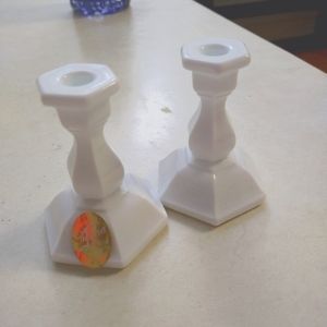Milk Glass Candleholders Set